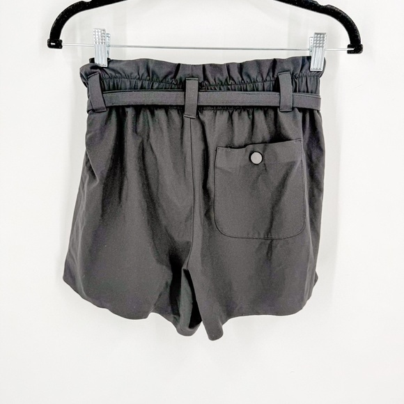 Athleta Black High Waist Shorts with Elegant Belt - Picture 4 of 5